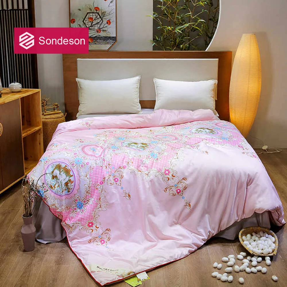 Sondeson European Pink 100 Silk Warm Comforter Blanket Quilt