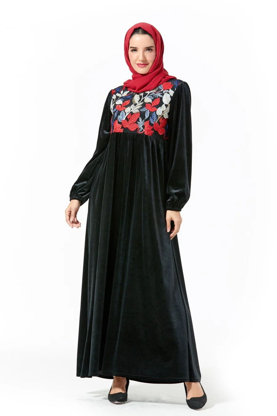 Siskakia вельветовое длинное платье, повседневное, этническое, Цветочная вышивка, макси платья с длинным рукавом, зима, Свинг, аравийская одежда, 26 цветов