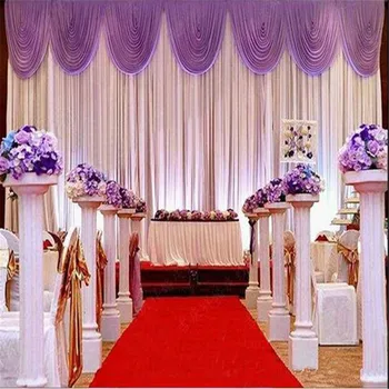 

3*6m Wedding Party Stage Celebration Background Satin Curtain Drape Pillar Ceiling Backdrop Marriage decoration Veil