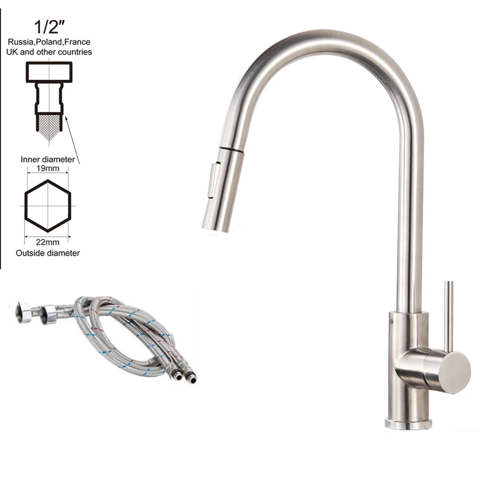 deep kitchen sinks Pull-out Kitchen Faucet, Kitchen Hot and Cold Water Faucet, Single-hole Handle Rotation, 2-function Mixing Faucet white kitchen sink Kitchen Fixtures