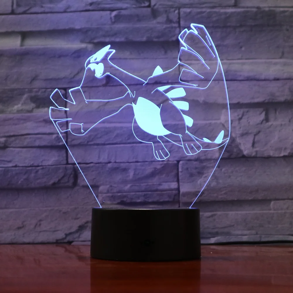 7 Colors Changeable Покемон Mewtwo 3D визуальная лампа цвета Изменение Оптическая иллюзия сенсорный стол светодиодный ночник отличный подарок для детей украшение дома - Испускаемый цвет: 7 Colors Changeable