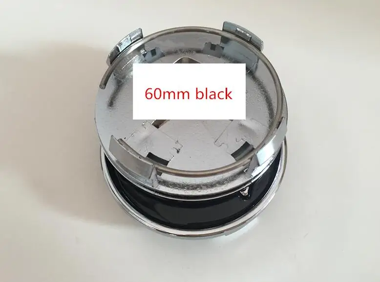 60mm black cap 1 4 шт. 56 мм 60 мм центральный колпак на колесо автомобиля значок пылезащитные Чехлы эмблема наклейка автомобиль Стайлинг Аксессуары - Название цвета: 60mm black cap 1