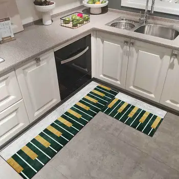 

Cross Border on Behalf of Modern Green Bottom Piano Keys Silver Kitchen Mats Combination into the Mat Bedroom Anti-slip Bedside