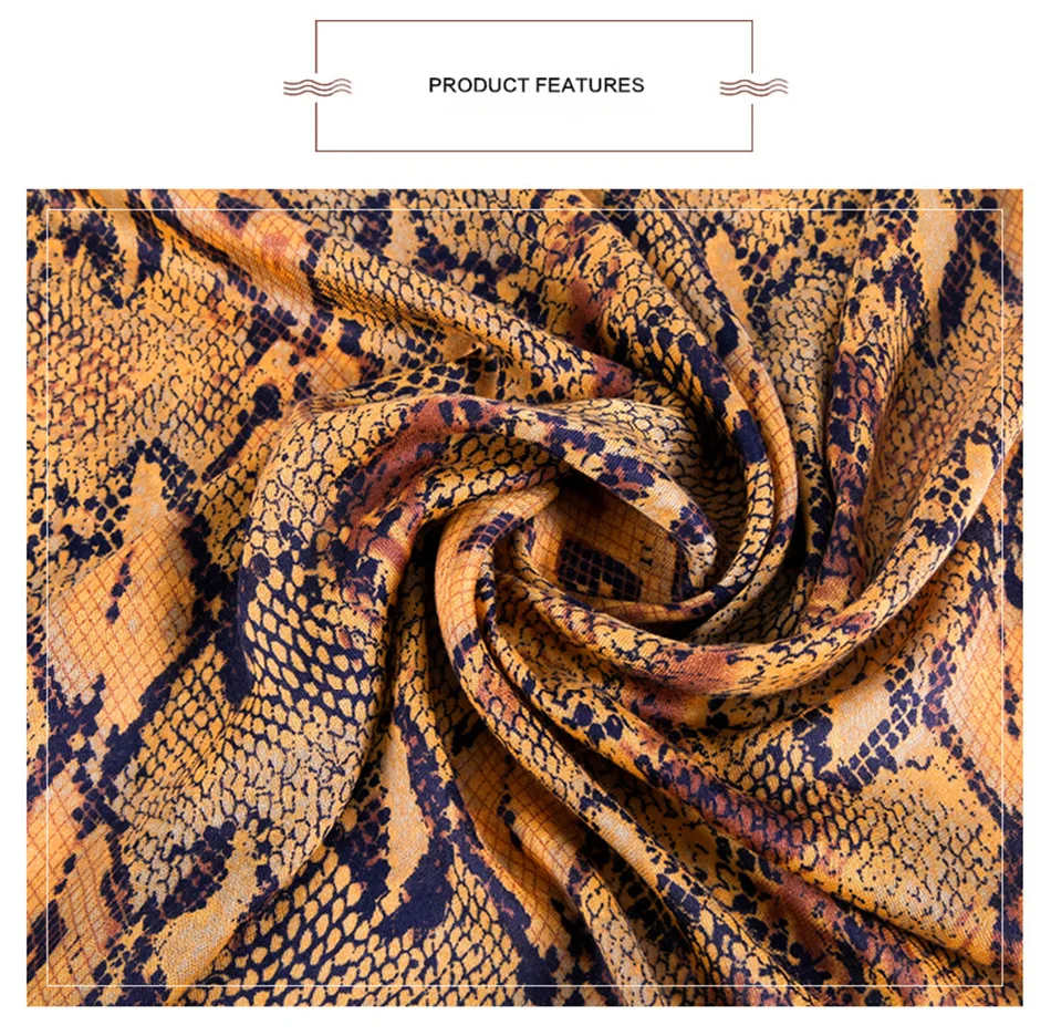 FS Fashion Snake Print Leopard Scarf Yellow Red Warm Women Cotton Scarves Stoles Ladies Sjaals Winter Tassels Foulard