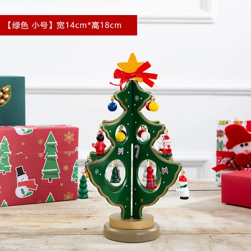Рождество мини стерео Рождественская елка Санта Снеговик деревянные подвесные украшения Новогоднее украшение вечерние украшения - Цвет: Green trumpet