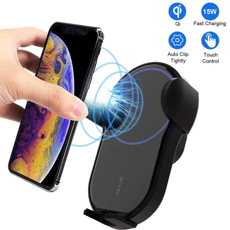 

15W Qi Wireless Car Charger Automatic Clamping Fast Charging Phone Holder Mount in Car for iPhone 11 XR X Huawei Samsung Xiaomi