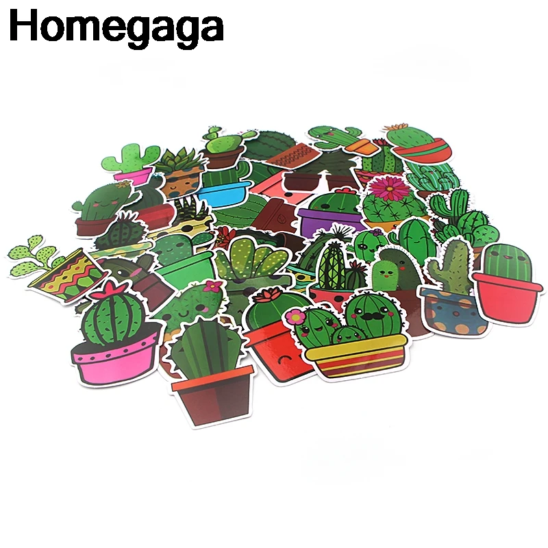 Homegaga 36 шт. кактус растения девушка мультфильм творческие значки DIY наклейки DIY ПК стены ноутбук телефон мотор Скрапбукинг альбом D2289