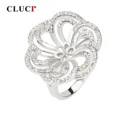 CLUCI Серебро 925 цветы обручальные кольца ювелирные изделия Жемчужное крепление для ювелирных изделий в виде кольца для женщин обручальные
