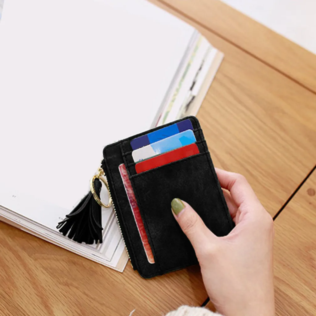 Тонкий женский кожаный кошелек с кисточкой для кредитных карт модный кошелек клатч высокое качество поддержка Прямая поставка