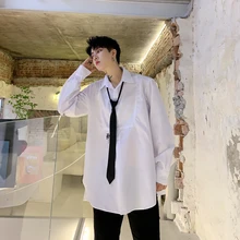 Мужская Повседневная белая рубашка с длинным рукавом и галстуком-бабочкой, Мужская Уличная одежда в стиле хип-хоп, вечерние рубашки, одежда для сцены