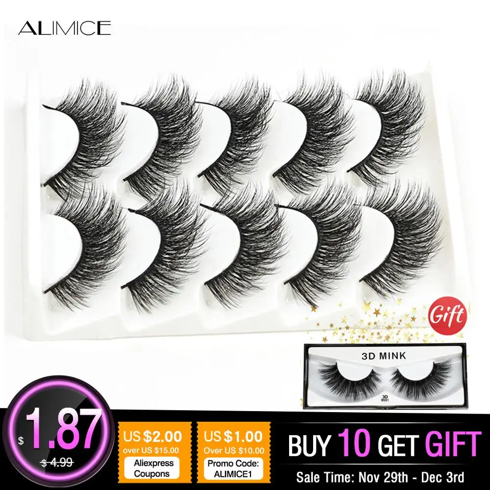 ALIMICE 5 пар 3d норковые ресницы Объемные Накладные натуральные/толстые длинные