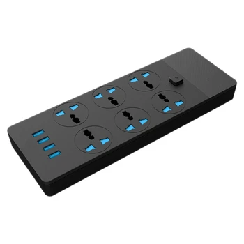 

Plug and Socket Switch Socket 4 USB Interface Intelligent Plug and Drag Board Multi-Function Power Socket(EU Plug)