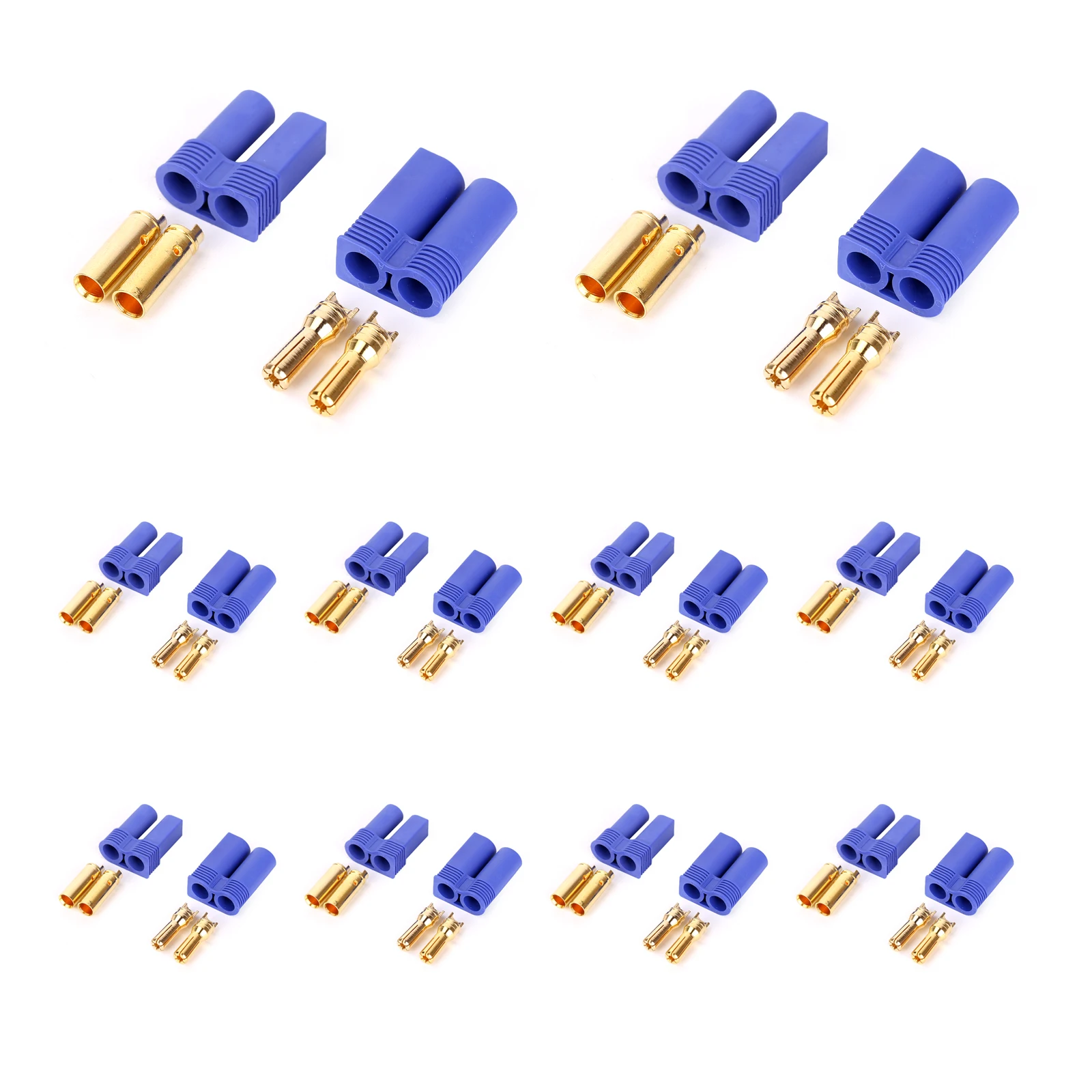 

10 Pairs/Lot EC5 -5mm Banana Plug (20 Female And 20 Male) Gold-Plated Copper Connector Plugs For RC Battery Motor Parts