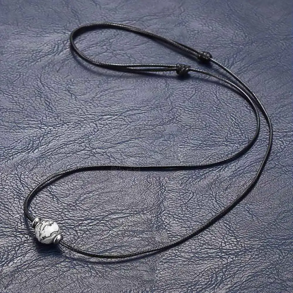 Бусы кожаное ожерелье чокер для мужчин Лава тигровый глаз лазурит гематит металлический камень Регулируемый подростковый ювелирный подарок LDNM25