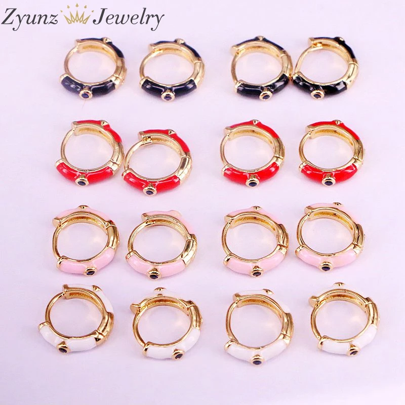 

10Pairs, Mix Color Enamel Hook Earrings Golden Earring Top Quality Jewelry For Women Girl