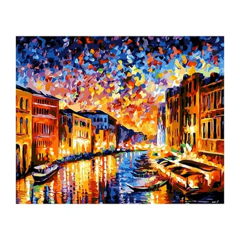 

FashionPaint By Numbers for Adults and Kids DIY Oil Painting Gift Kits Pre-Printed Canvas Art Home Decoration -Colorful World