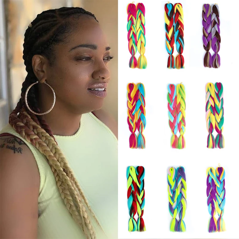 

Synthetic 24 Inch Kanekalon Crochet Hair Extensions 100g/pc Ombre Crochet Braiding Hair Long Ombre Jumbo Syntheitc Hair
