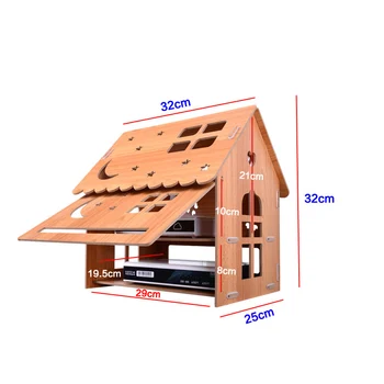 

2019 New Fashion Wooden Set-top Box Rack Router Storage Desktop Decorative Box WiFi Light Cat Rack Home Decoration Furnishing