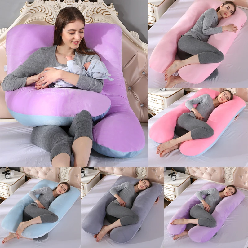 70x130 см модная однотонная хлопковая мягкая u-образная Подушка для сна для беременных женщин