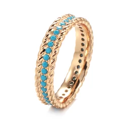 Luxurious Rose Gold Full Circle Turquoise Stackable Ring for Women - Fine Vintage Jewelry (Turquoise)