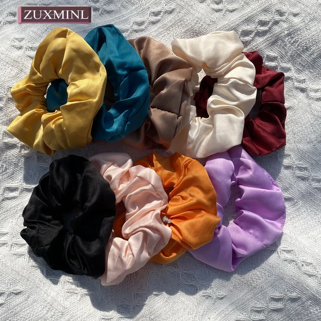 Wholesale MIO silk satin pure color stretch satin ribbon headband rubber  band silk crunchy headband From malibabacom