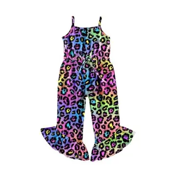 

kid girl Leopard Print one piece colorful ruffle girl outfit