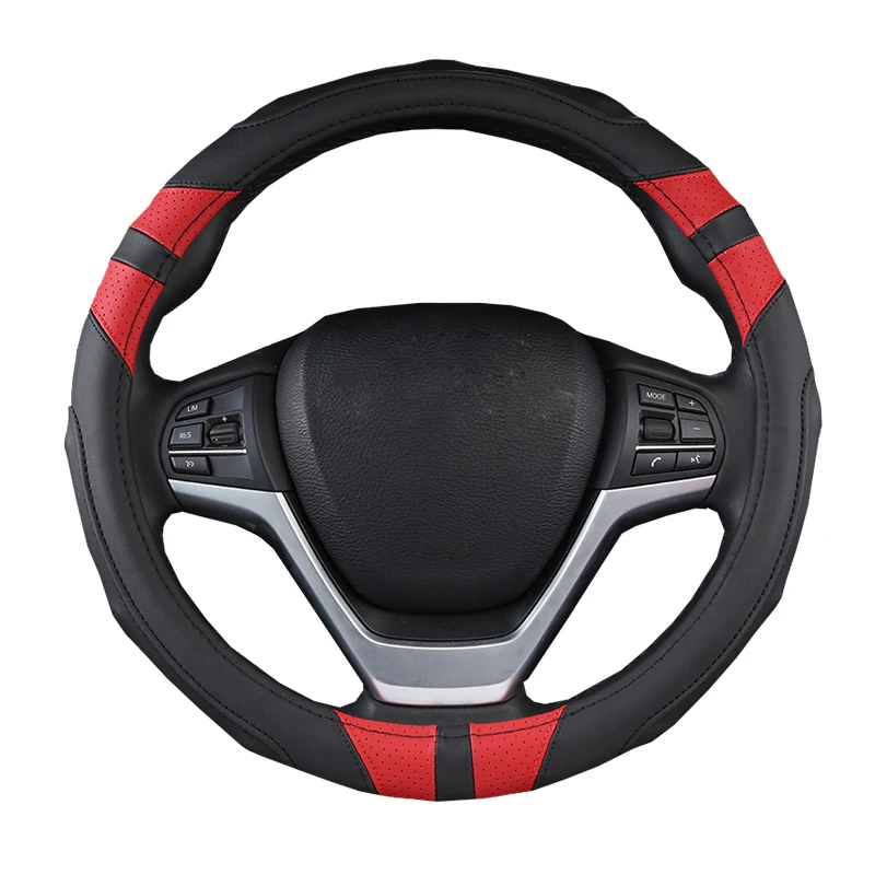 

3D Car Steering Wheel Cover Fit For 37- 38 CM 14.5"-15" M Size Anti-skid Leather Inner Ring Braid On Steering-Wheel Car Styling