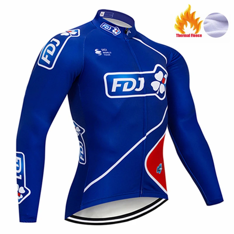 Новинка GROUPAMA FDJ велосипедная майка нагрудники брюки набор Ropa Ciclismo мужская зимняя термо флисовая pro велосипедная куртка Майо Одежда - Цвет: Pic Color