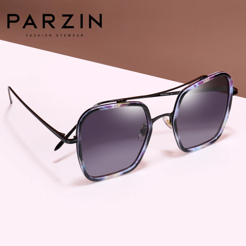 Женские поляризованные солнцезащитные очки PARZIN Large Square TR90 Frame 2019 Ретро женские