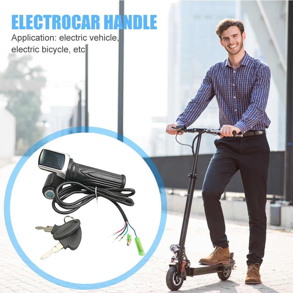 

36/48/60V E-bike Throttle Grip Electric Scooter Speed Handlebar Accelerator w/ LED Display Electric Bicycle Accessories