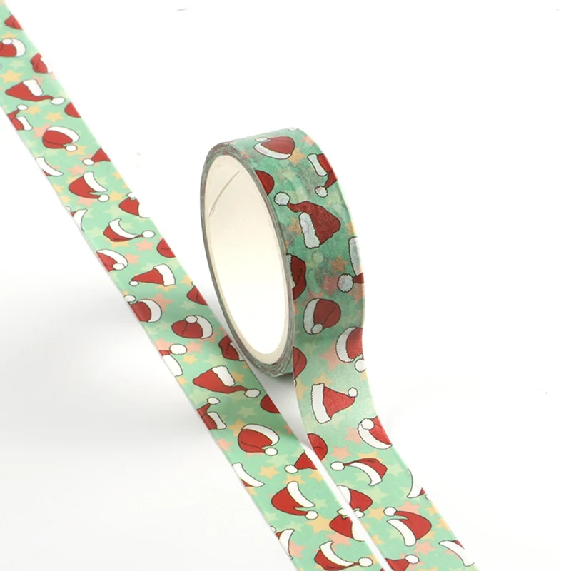 NEW 1PC Cute Christmas Santa hat Print Japanese Washi Tape for Planner Scrapbooking Decorative Masking Tapes Stationery