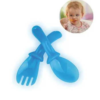 

2019 New Hot Sale 4 Pairs/set High Quality PP Baby Spoon Tableware Baby Learning Spoons Baby Feeding Spoon Fork Set
