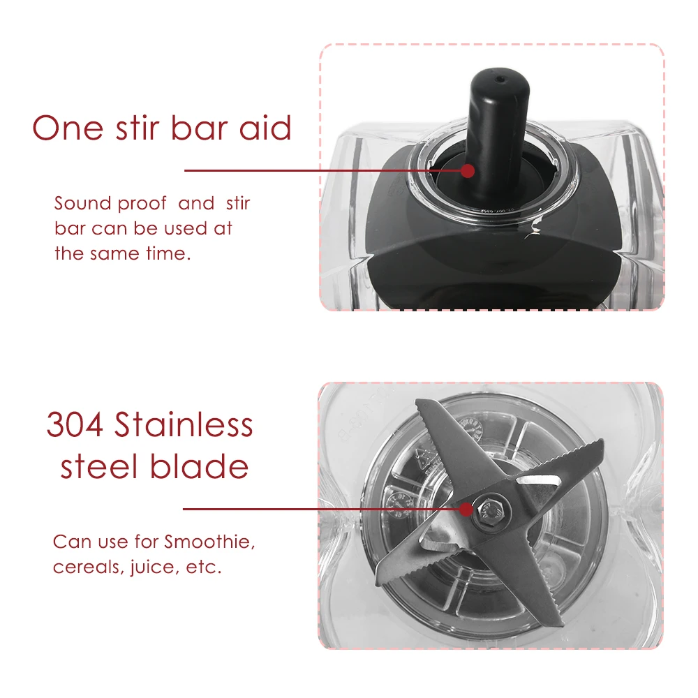 Commercial 2L Smoothie Blender 2200W Professional Power Blender Mixer Fruit Juicer Cocktail Bar Food Processor With Mixing Stick