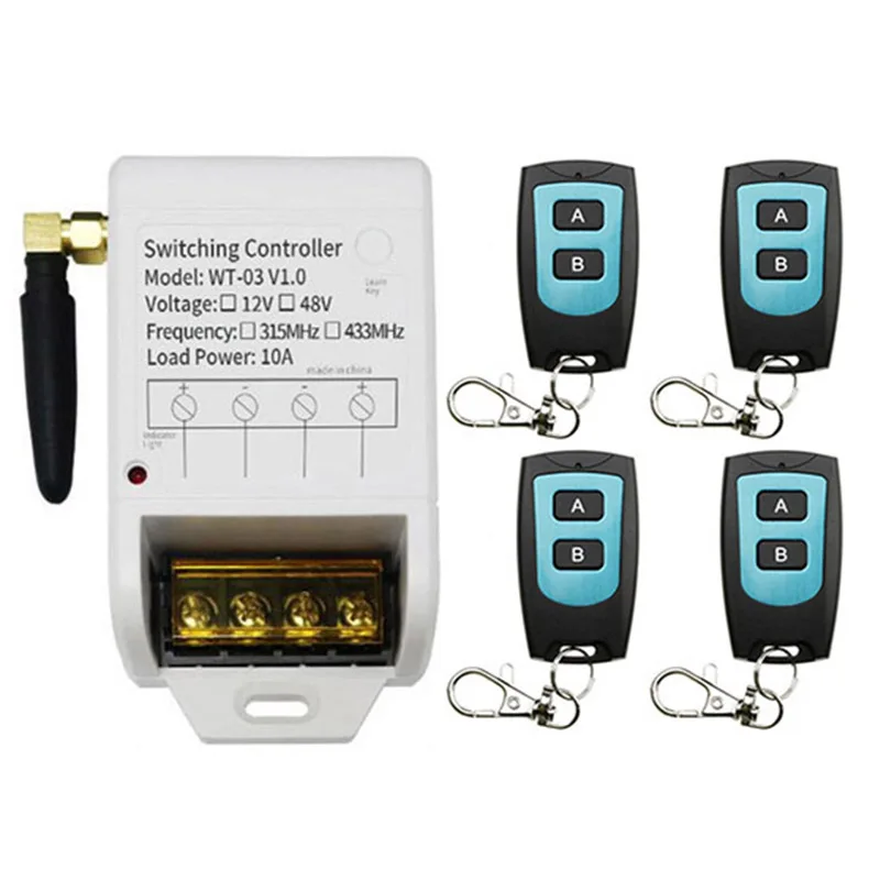 

DC12V-48V 1 CH 1CH 30A Relay Radio Controller RF Wireless Relay Remote Control Switch Transmitter+Receiver Can Time delay
