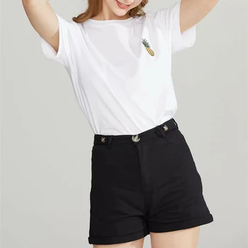 

Cthink Summer White T Shirt And Black Shorts Two Piece Set Women Casual Good Summer Clothes For Women 2 Piece Sets Womens Outfit