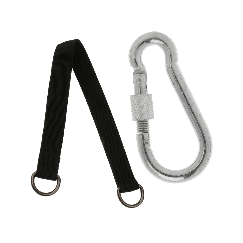 Heavy Duty Nylon Hanging Swing Strap Rope Hammock Swing 45cm With Silver 1Piece D Shape Carabiner