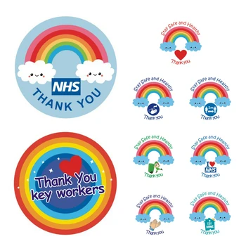 

Thank You NHS And Key Workers Rainbow Sticker Stay Safe and Healthy Window PVC Stickers