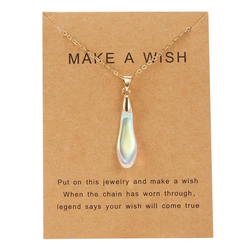 Wish Card, чокер с медальоном с камнем, ожерелье для женщин, Золотая цепочка, ожерелье, Женский дружеский подарок, ювелирные изделия - Окраска металла: WHITE