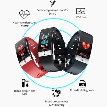 

KEBIDU E66 Smart Watch Body Temperature IPX6 Waterproof Sport Bracelet Blood Oxygen Heart Rate Smart Band For iOS Android