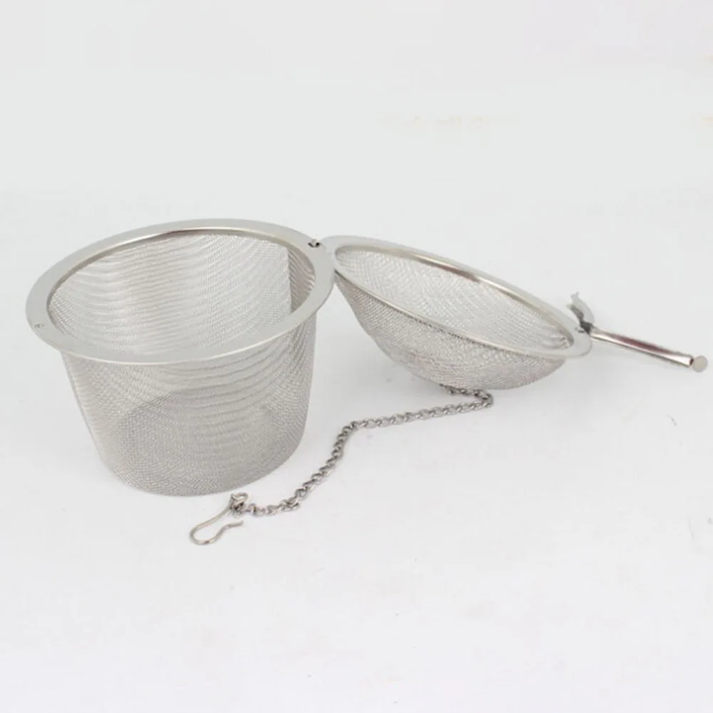 Stainless Steel Bucket Tea Ball Infuser Fine Mesh Filter Strainer with Chain Loose Tea Leaf Spice Home Kitchen Accessories