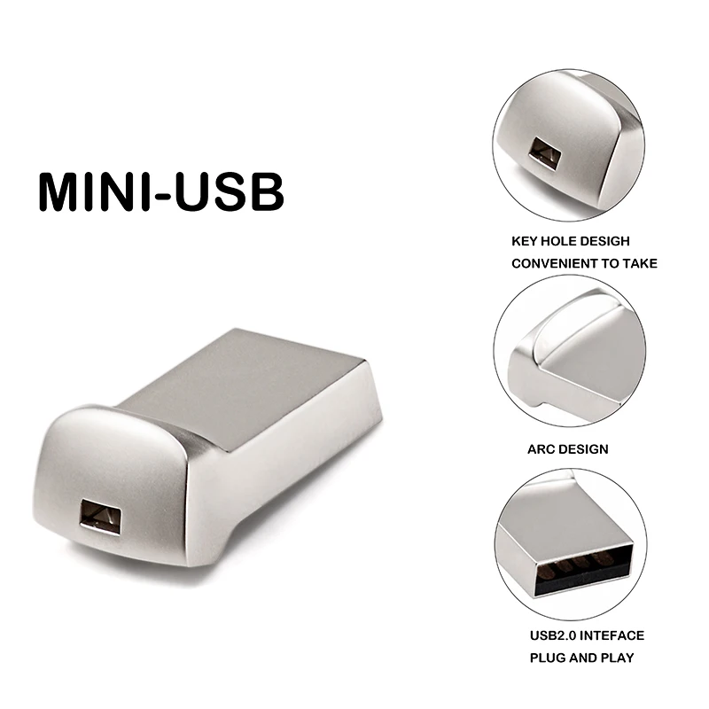 

JASTER USB 2.0 mini metal silver with keychain usb flash drive 4GB 8GB 16GB 32GB 64GB 128GB pendrive (over 10PCS free LOGO)