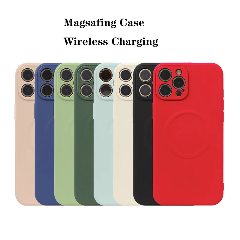Magsafing Case Wireless Charging Cover For iPhone 13 12 11 Pro Max 11 7 8 Plus X Xs Xr Liquid Silicone Magnetic Shockproof Coque6. Color : Black,Blue,Red,Green,Pink,Purple apple 13 case