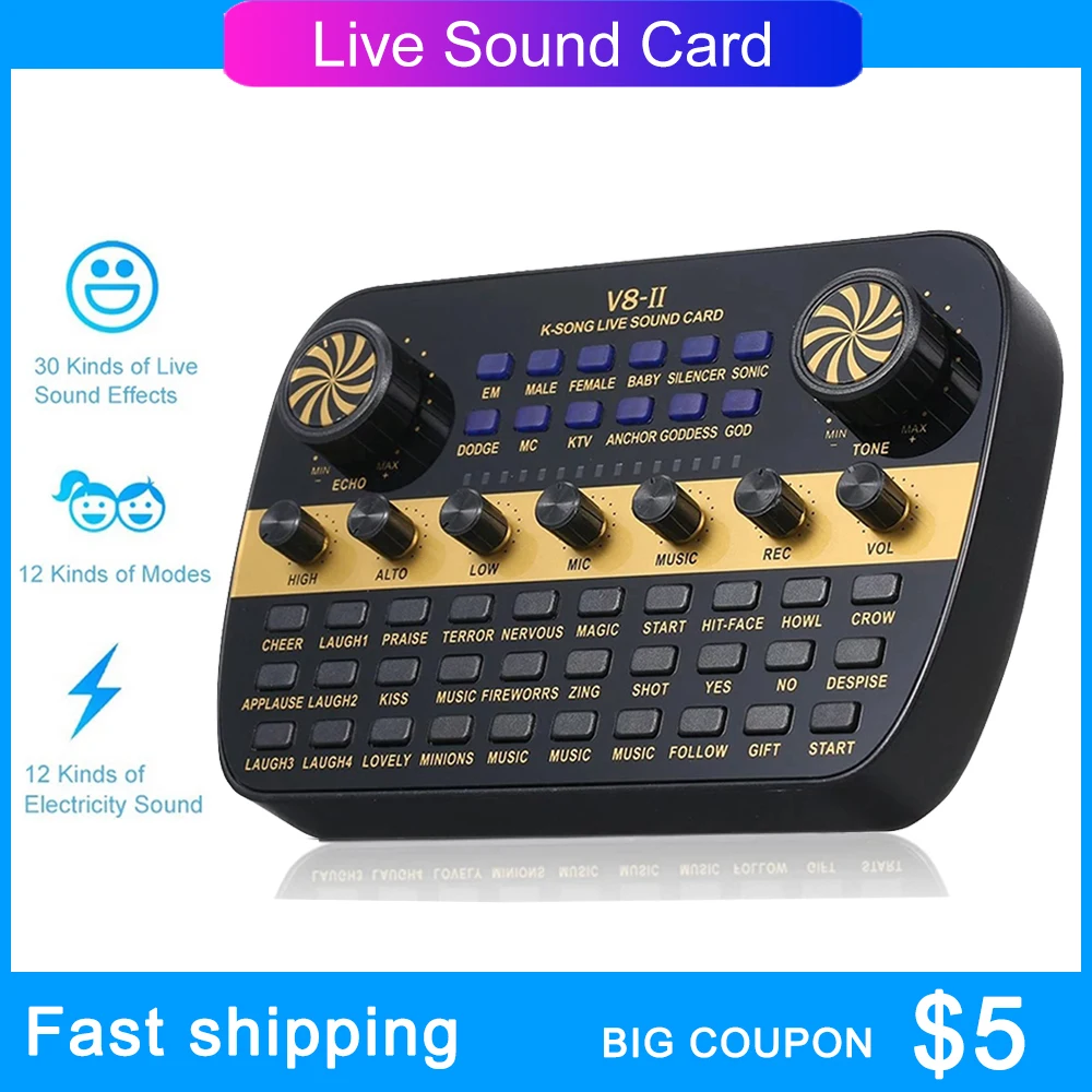 Микрофон миксер аудио интерфейс Подкаст 12 видов Электрический Тон Аудио USB