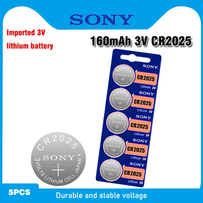 5PCS/lot SONY Original CR2025 Button Cell Battery 3V Lithium Batteries