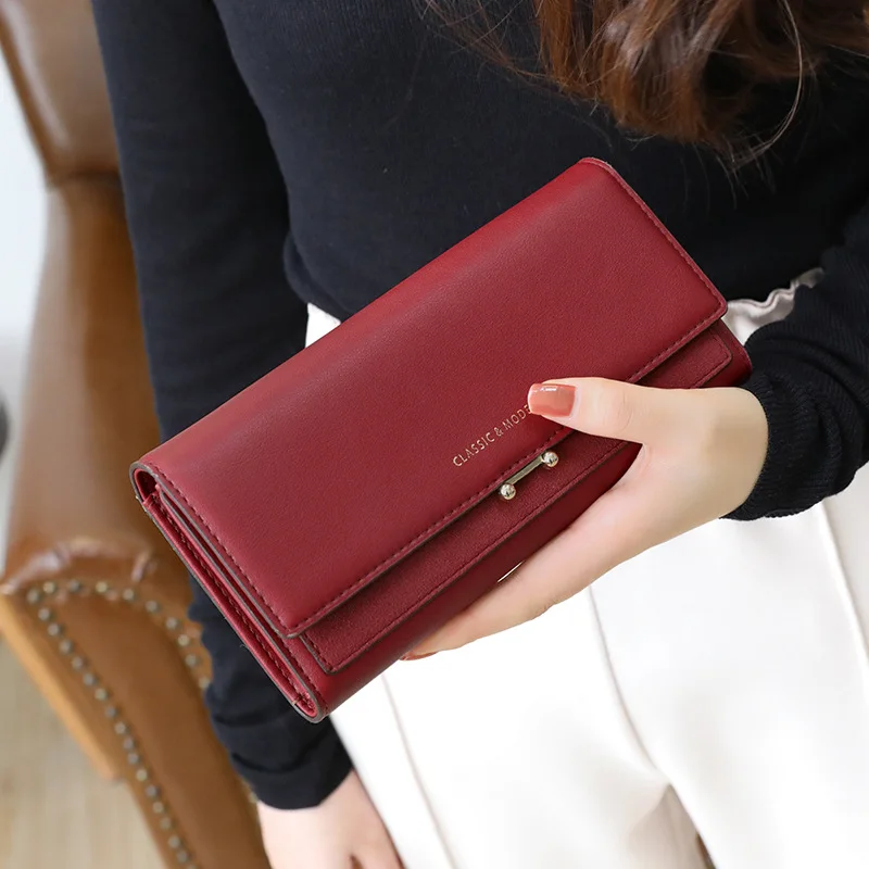 Long Clutch Womens Wallet Card Holder Phone Ladies Wristlet Slim Female Coin Leather Wallets and Purses for Women Bags |