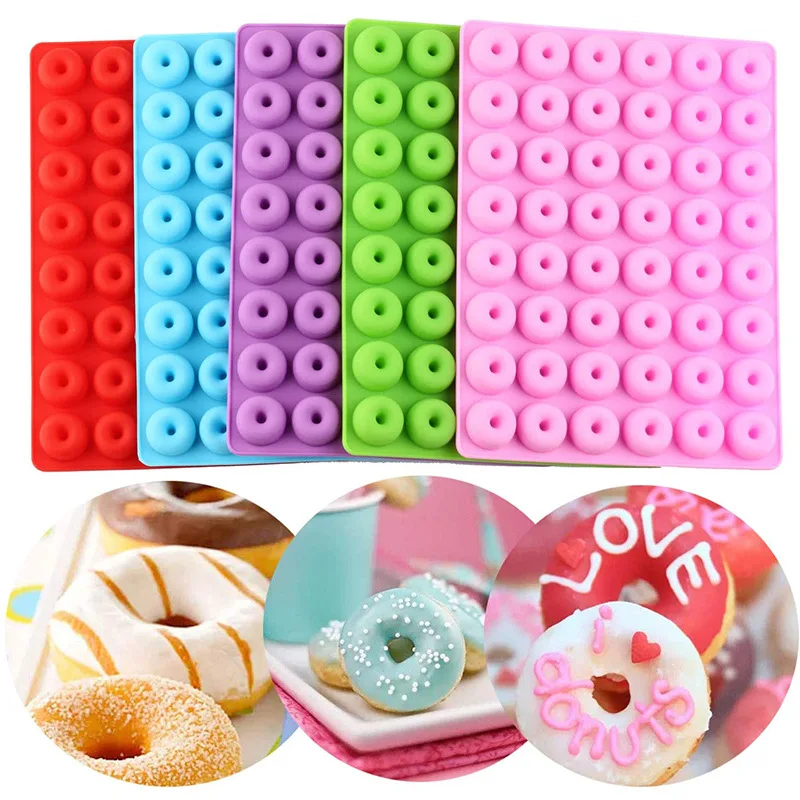 

48-Cavity Mini Donuts Silicone Mold Cake Chocolate DIY Baking Mould Pan Bakeware Pastry Decorating Tools Kitchen Accessories