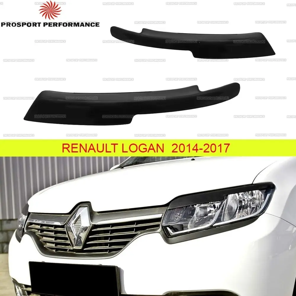 Накладки на фары реснички брови веки для Renault Logan 2 2014-2017 ABS пластик тюнинг накладка