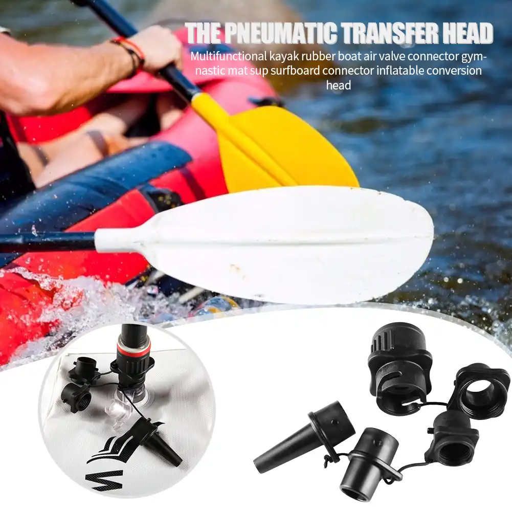 Black Dinghy Kayak Pump Valve Connector Adapter Inflatable Conversion Head