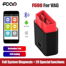 Fcar f600 obd2 scanner automotivo obd 2 leitor de código bluetooth obd ferramenta de diagnóstico do carro ecu codificação ação teste tuning carro para vag