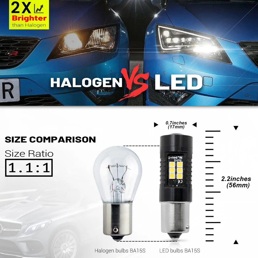 For Dacia Lodgy Dokker 2012-up BA15S 1156 P21W LED Daytime Running Light Bulbs No Hyper Flash Canbus DRLs Car Headlamp